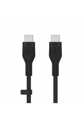 Belkin Кабель USB-C > USB-C заряджання/синхронізації, 3м, 60Вт, Type-C, силіконовий з кліпсою, чорний