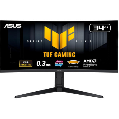 ASUS Монітор Asus 34" TUF Gaming VG34WQL5A 2xHDMI, 2xDP, 4xUSB, MM, VA, 3440x1440, 21:9, 165Hz, 1ms, sRGB 120%, CURVED, AdaptiveSync, HAS,