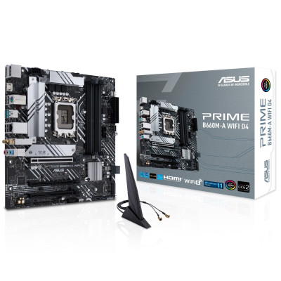 ASUS Материнська плата PRIME B660M-A WIFI D4 s1700 B660 4xDDR4 M.2 HDMI DP Wi-Fi BT mATX ASUS Материнська плата PRIME B660M-A WIFI D4 s1700 B660 4xDDR4 M.2 HDMI DP Wi-Fi BT mATX