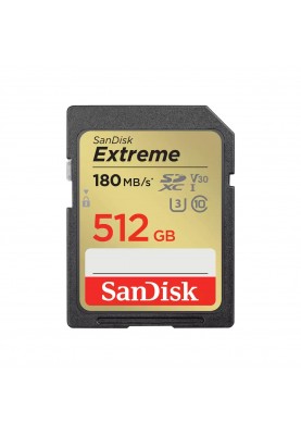 SanDisk Карта пам'яті SD 512GB C10 UHS-I U3 R180/W130MB/s Extreme V30