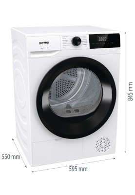 Gorenje Сушильна машина конденсаційна, 8кг, А++, 60см, дисплей, білий