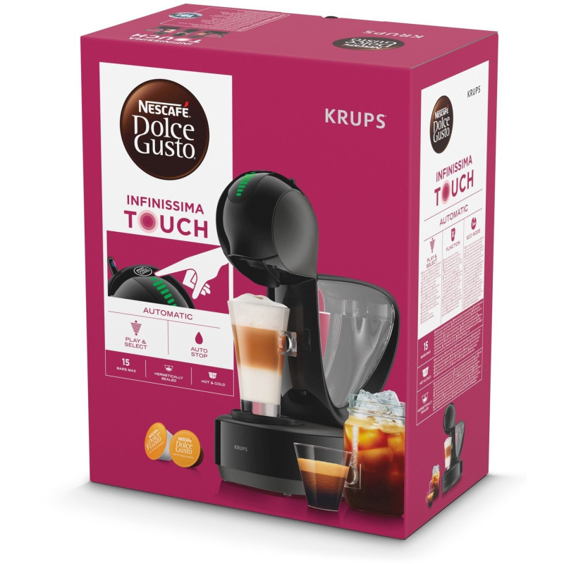 Krups Кавоварка капсульна Infinissima Touch, 1.2л, капсули, функція Espresso Boost, сенcорне керування, чорний