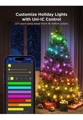 Govee Гірлянда Smart LED H70C2 Christmas Light, 200 Leds, RGBIC, IP65, 20м, кабель прозорий
