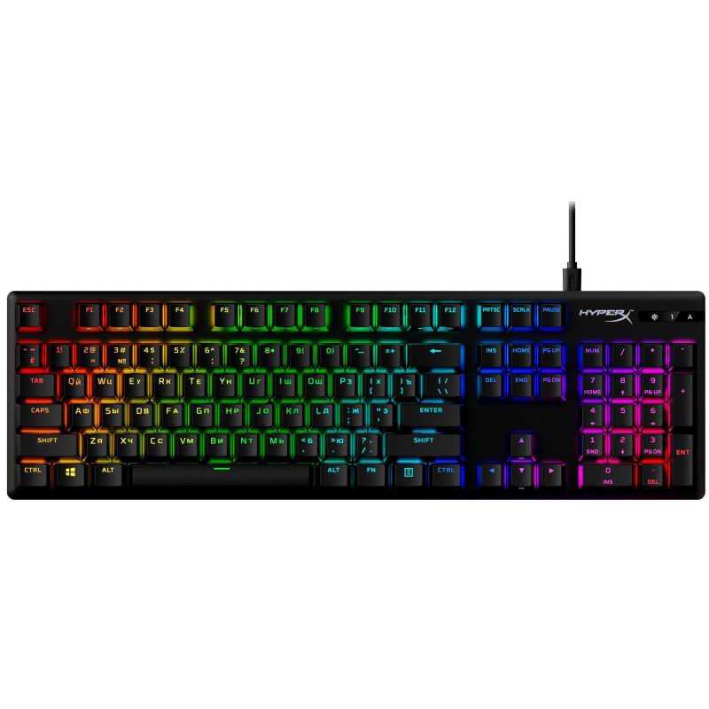 HyperX Клавіатура Alloy Origins Red USB RGB PBT ENG/RU, Black