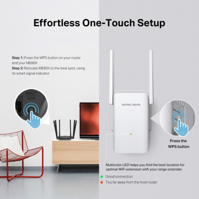 Mercusys Розширювач покриття WiFi ME80X AX3000, 1хGE LAN
