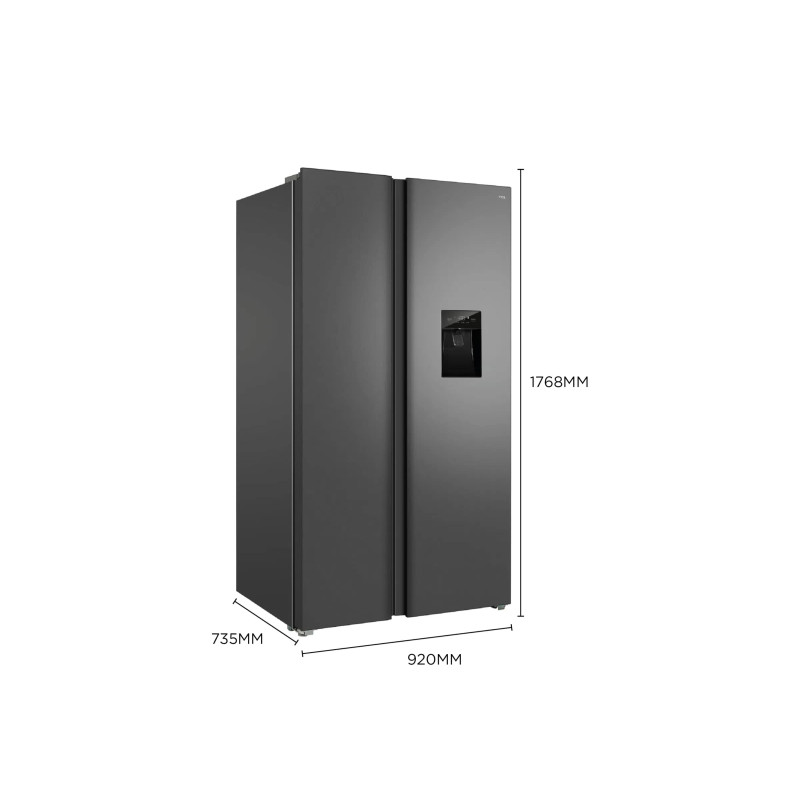 TCL Холодильник SBS, 177х92х63см, 2 дв., Х- 322л, М- 181л, A++, NF, диспенсер, нерж