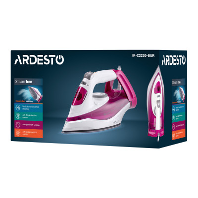 ARDESTO Праска IR-C2230-BUR, 2200Вт, 300мл, паровий удар, керам. підошва, малиновий ARDESTO Праска IR-C2230-BUR, 2200Вт, 300мл, паровий удар, керам. підошва, малиновий