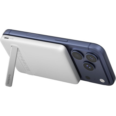 Belkin Акумулятор портативний літій-іонний Power Bank Belkin 5000мА·год, 20Вт PD/Qi2 15Вт, Magnetic Kickstand, білий