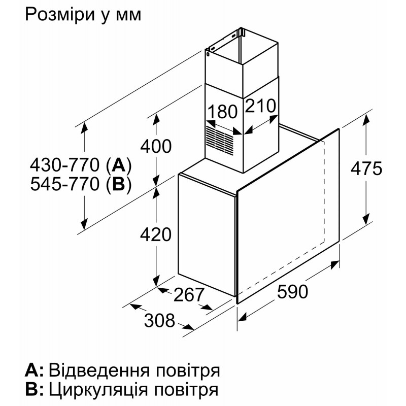 Bosch Витяжка купольна DWF65AJ20T - 60см./649 м3/білий+скло