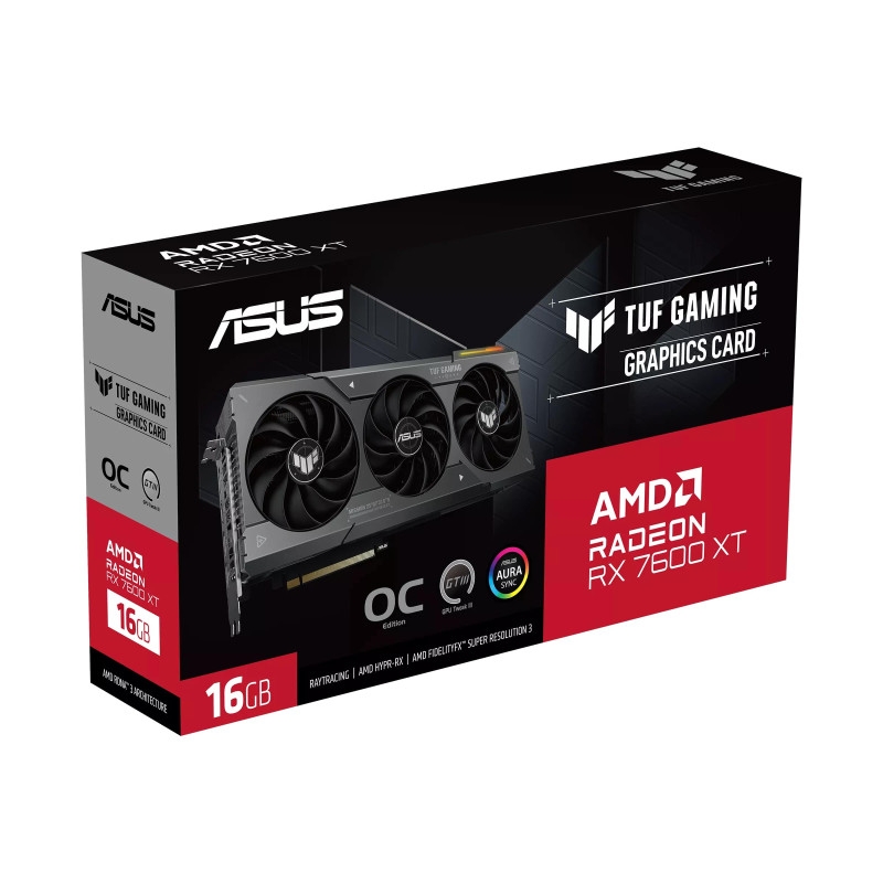 ASUS Відеокарта Radeon RX 7600 XT 16GB GDDR6 TUF OC TUF-RX7600XT-O16G-GAMING