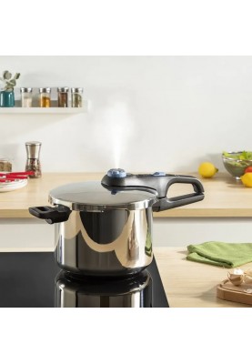 Tefal Скороварка Secure Trendy, 4л, з паровим кошиком, нержавіюча сталь, пластик