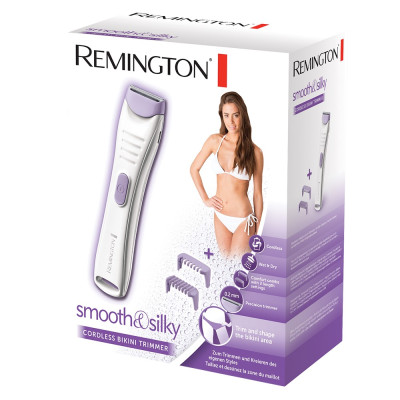 Remington Тример для тіла та інтимних зон Smooth&Silky, акум., насадок-2, для жінок, кейс, сталь, фіолетовий