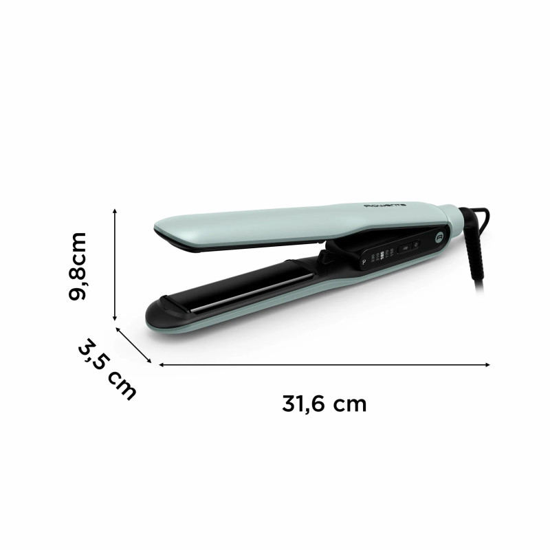 Rowenta Випрямляч Thermoglide, темп.режимів-5, 150-230С, іонізація, титан, світло-зелений