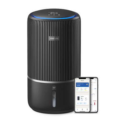 Philips Очисник повітря Philips 2 в 1 PureProtect Water Series 3400, 78м2, 300м3/год, Nano, НЕРА,попередн.,угольний фільтр, Wi-Fi, датчик якості, температ,вологості, темно-сірий