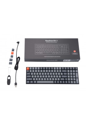 Keychron Клавіатура механічна K4 100Key, Gateron G PRO Brown, BT/USB-A, EN/UKR, White Led, Чорний