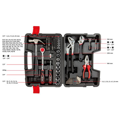 Top Tools Набір інструментів, 1/2", 1/4", 81шт, універсальний