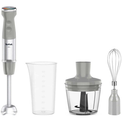 Tefal Блендер заглибний Quickchef+ 1000Вт, 3в1, чаша-800мл, чопер-500мл, турборежим, сріблясто-сірий