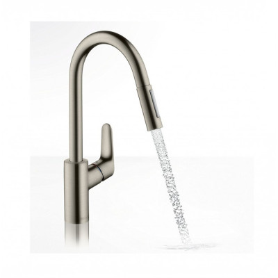 Hansgrohe Змішувач для кухні Focus M41, довж.виливу - 235мм, витяжний, 1важіль, KM240, сталь