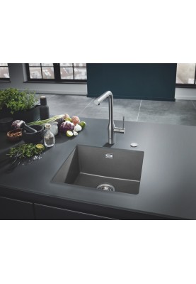 Grohe Мийка кухонна K700U, граніт, прямокут., без крила, 457x406x203мм, чаша - 1, врізна/під стільницю, сірий граніт