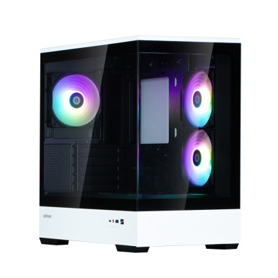 Zalman Корпус P30 без БР, 1xUSB3.0, 1xUSBType-C, 3x120мм ARGB, VGA 420мм, LCS ready, TG Side Panel, mATX, чорний/білий