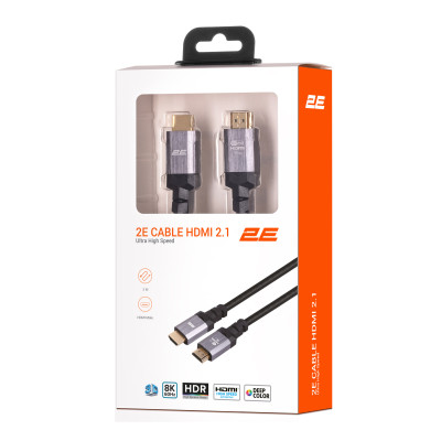 2E Кабель HDMI (M/M), 3м, 2.1, 4K/120Hz, 8K/60Hz 48Gbps, Ultra High Speed, чорний