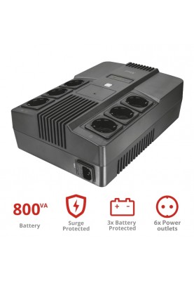 Trust Джерело безперебійного живлення Maxxon 800VA UPS 6 standard wall power outlets BLACK