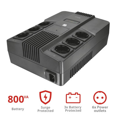 Trust Джерело безперебійного живлення Maxxon 800VA UPS 6 standard wall power outlets BLACK