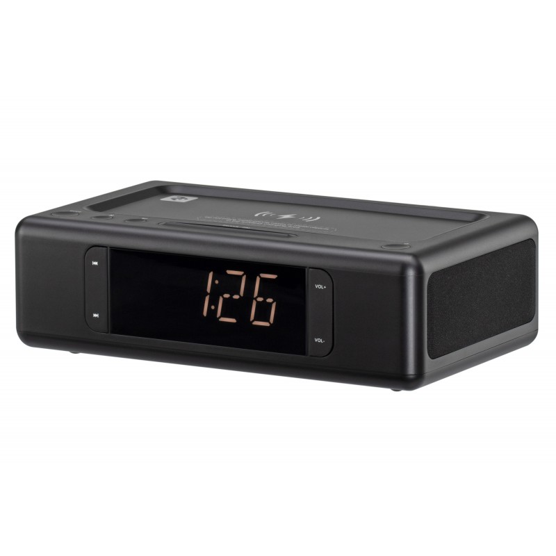 2E Акустична док-станція SmartClock Wireless Charging, Alarm Clock, Bluetooth, FM, USB, AUX Black