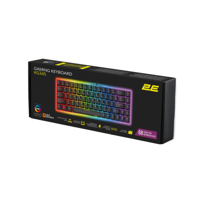 2E Gaming Клавіатура KG345 RGB 68key USB Transparent