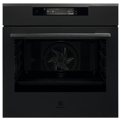 Electrolux Духова шафа електрична, 71л, A++, дисплей, конвекція, піроліз, телескопічні напрямні, чорний матовий