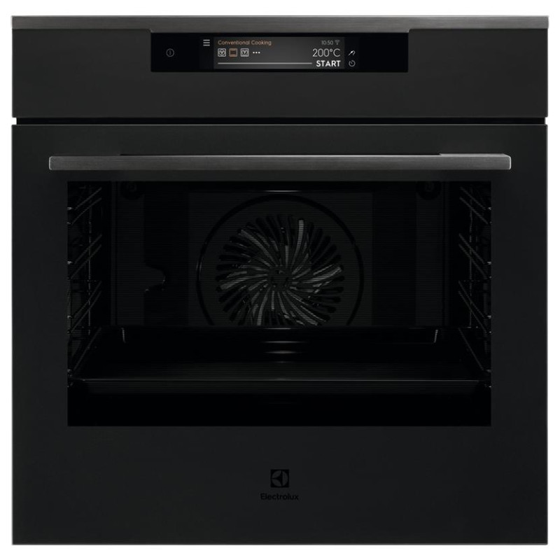 Electrolux Духова шафа електрична, 71л, A++, дисплей, конвекція, піроліз, телескопічні напрямні, чорний матовий
