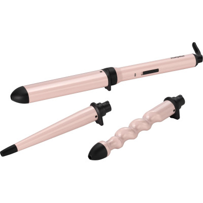 BaByliss Мультистайлер Curl & Wave Trio Styler, 58Вт, темп.режимів-2, 180°C, 210°C, термо коврик, рукавиця, кераміка, чорно-рожевий