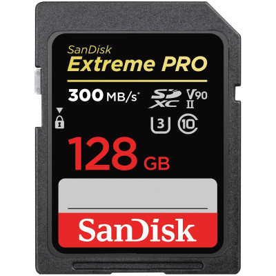 SanDisk Карта пам'яті SD 128GB C10 UHS-II U3 V90 R300/W260MB/s Extreme Pro