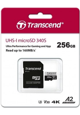 Transcend Карта пам'яті microSD 256GB C10 UHS-I U3 A2 R160/W125MB/s + SD