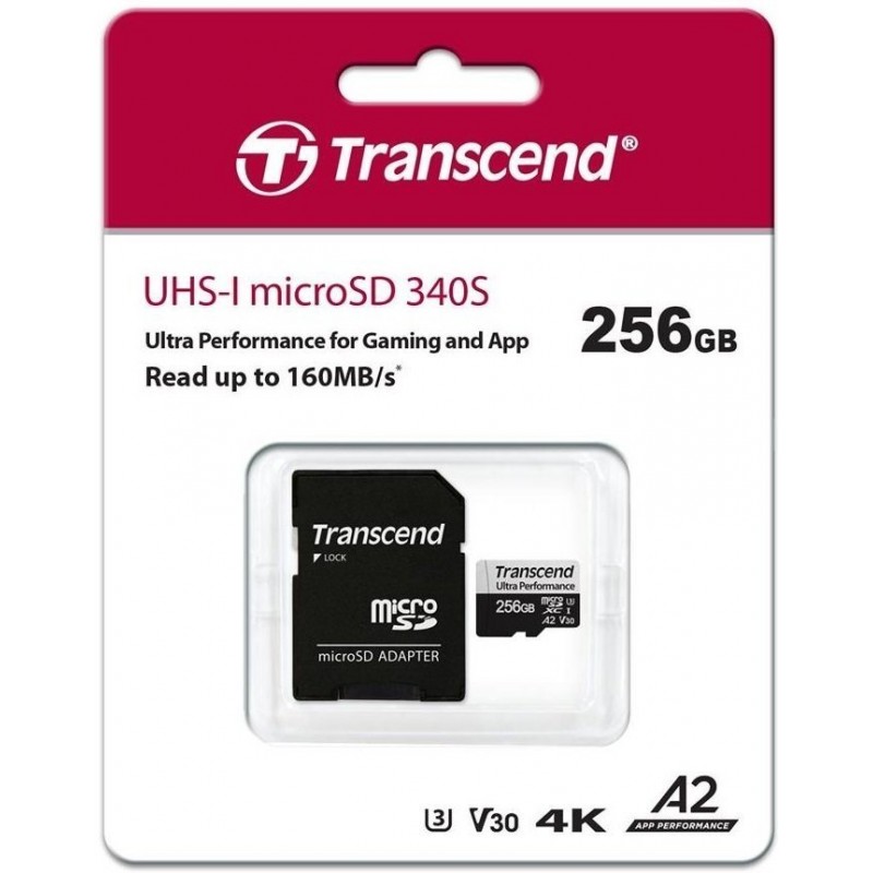 Transcend Карта пам'яті microSD 256GB C10 UHS-I U3 A2 R160/W125MB/s + SD