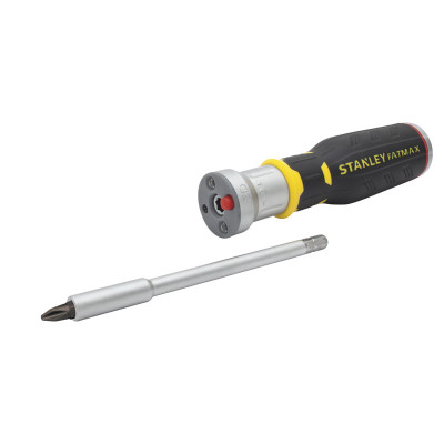 Stanley Викрутка FatMax, бітотримач реверсний 1/4", з підсвічуванням, зберігання біт у рукоятці, 12 біт, SL, PH, PZ, Torx
