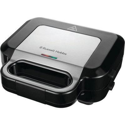 Russell Hobbs Мультимейкер, 750Вт, комплект-3 пластини, алюміній, корпус-нержав.сталь, пластик, чорний-срібний