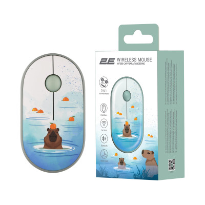 2E Миша MF300 CAPYBARA:TANGERINE Silent WL BT, зелений 2E Миша MF300 CAPYBARA:TANGERINE Silent WL BT, зелений