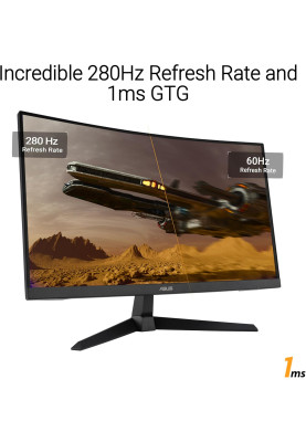 ASUS Монітор 27" TUF Gaming VG27VQM1B DVI, 2xHDMI, DP, MM, VA, 280Hz, 1ms, DCI-P3 90%, CURVED, AdaptiveSync