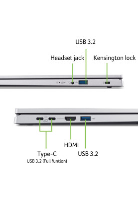 Acer Ноутбук Acer Extensa EX215-57 15.6" FHD IPS, Intel i3-1315U, 8GB, F512GB, UMA, Lin, сріблястий
