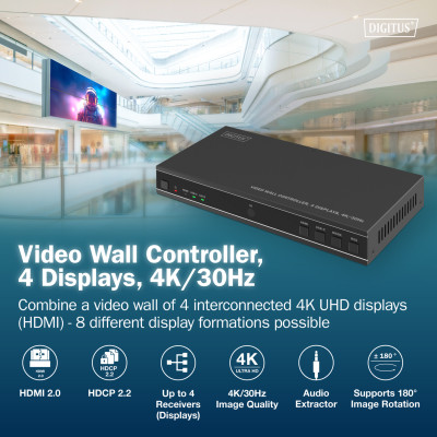 Digitus Контролер відеостіни 4K HDMI Video Wall 2x2 Digitus Контролер відеостіни 4K HDMI Video Wall 2x2