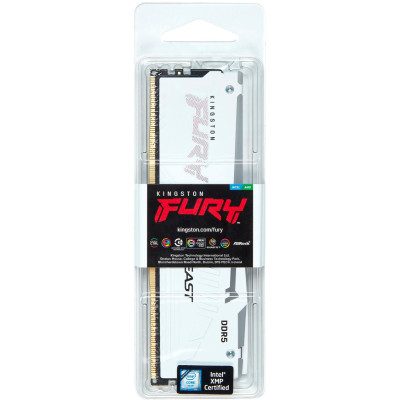 Kingston Пам'ять ПК DDR5 32GB 5200 FURY Beast Білий RGB XMP Kingston Пам'ять ПК DDR5 32GB 5200 FURY Beast Білий RGB XMP