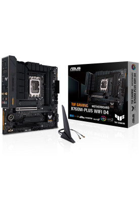 ASUS Материнcька плата TUF GAMING B760M-PLUS WIFI D4 s1700 B760 4xDDR4 M.2 HDMI DP Wi-Fi BT mATX