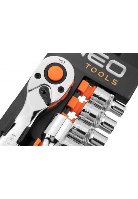 Neo Tools Набір торцевих головок, 12шт, 1/2", тріскачка 90 зубців, CrV