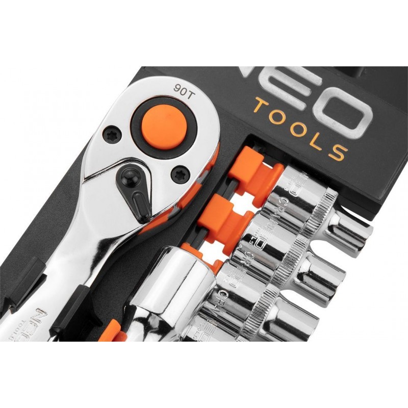 Neo Tools Набір торцевих головок, 12шт, 1/2", тріскачка 90 зубців, CrV