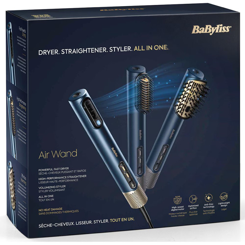 BaByliss Стайлер Air Wand, 1600Вт, темп.режимов-3, подвійна іонізація, 2 насадки, синій