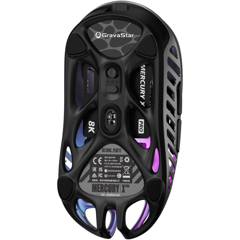 GravaStar Миша Mercury X Pro, 8K, BT/WL/USB-A, RGB, сірий