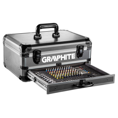 Graphite Шурупокрут-дриль акумуляторний Energy+, 18В 2х2.0А•год, 44Нм, 0-1250об•хв, набір 109шт приладдя, кейс, 7.35кг