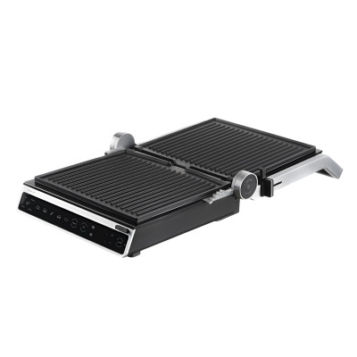 ARDESTO Гриль прижимний 2000Вт, темп. режимів-6, з`ємні пластини, розкриття на 180°, сріблястий