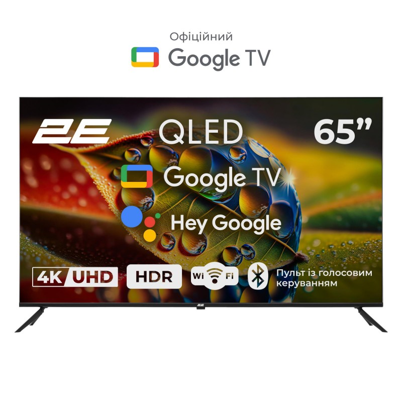 2E Телевізор 65" QLED 4K 60Hz Smart Google TV Black